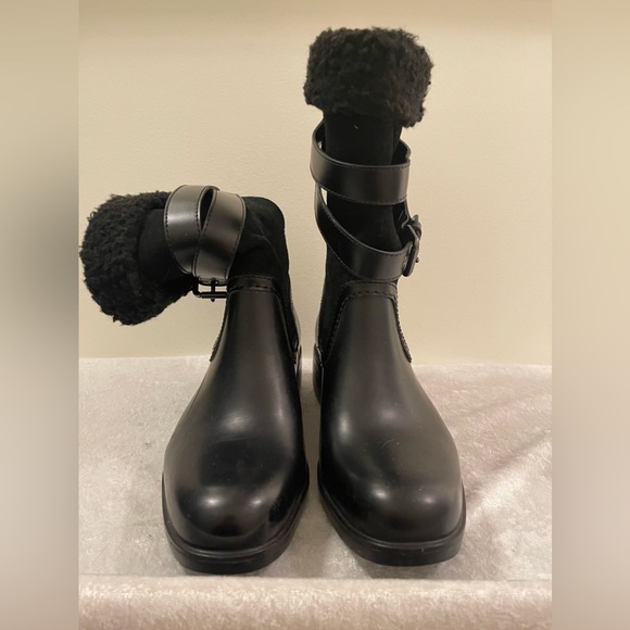 Coach Zena Black Suede Leather Winter Mid-Calf Boot Size 8B - Picture 3 of 10